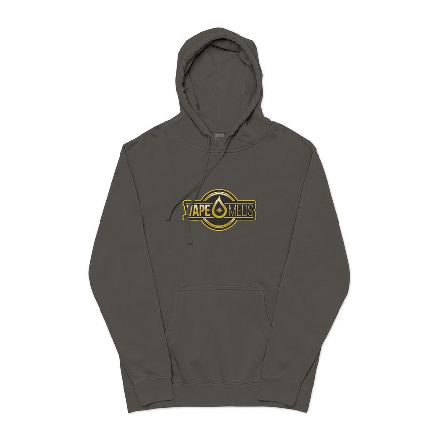 Vintage Badge Hoodie — "Tape Drops" Graphic Pigment-Dyed Sweatshirt — view 3